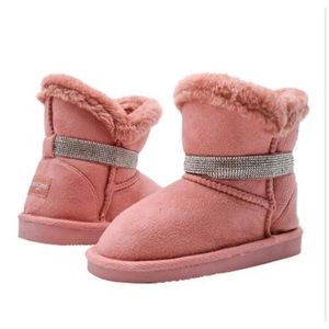 Bebe Rhinestone Trim Fur Lined Winter Boot Girls Size 4 MSRP $52